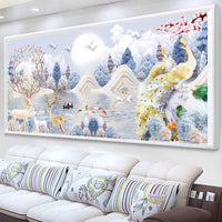 High-End Lucky Elk Peacock Cross Stitch Kit 2026 New Design DIY Embroidery for Living Room Modern Simple Style