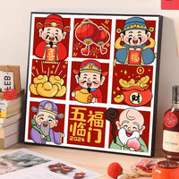 Five Blessings Cross Stitch Kit 2026 New Silk/Cotton Thread Embroidery Living Room Handmade Craft God of Wealth Fortune Small Piece