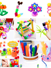 Kindergarten DIY Craft Material Set: Twist Sticks, Paper Cups, Googly Eyes for Children's Art Activities