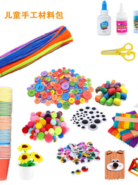 Kindergarten DIY Craft Material Set: Twist Sticks, Paper Cups, Googly Eyes for Children's Art Activities