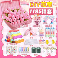 DIY Chenille Stem Flower Bouquet Kit for Kids and Adults - Ultra-Dense Pipe Cleaner Craft Set with Hairpin Accessories