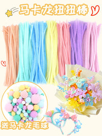 Twist Stick Bouquet DIY Craft Kit for Kids - Colorful Plush Pipe Cleaners Material Pack