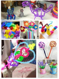 Twist Stick Bouquet DIY Craft Kit for Kids - Colorful Plush Pipe Cleaners Material Pack