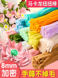 DIY Chenille Stem Flower Bouquet Craft Kit for Kids and Adults - Macaron Color Pipe Cleaners for Rose Flowers, Kindergarten Supplies