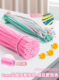 DIY Chenille Stem Flower Bouquet Craft Kit for Kids and Adults - Macaron Color Pipe Cleaners for Rose Flowers, Kindergarten Supplies