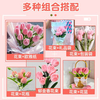 Tulip Chenille Stem Bouquet DIY Material Kit, Hand-Woven Sunflower Decoration, Lucky Persimmon Rose Carnation Hand-tied Flowers Gift