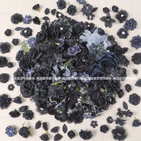 Dark Floral Black Artificial Silk Flowers for DIY Crafts, Decorations, and Scene Props