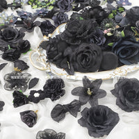 Dark Floral Black Artificial Silk Flowers for DIY Crafts, Decorations, and Scene Props