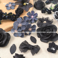 Dark Floral Black Artificial Silk Flowers for DIY Crafts, Decorations, and Scene Props