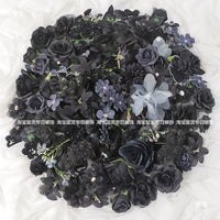 Dark Floral Black Artificial Silk Flowers for DIY Crafts, Decorations, and Scene Props