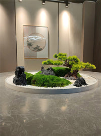 Electric Rotating Turntable with Artificial Moss for Dining Table Centerpiece, High-End Restaurant Miniature Landscape Decor