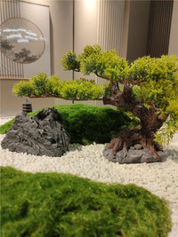 Electric Rotating Turntable with Artificial Moss for Dining Table Centerpiece, High-End Restaurant Miniature Landscape Decor