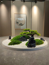 Electric Rotating Turntable with Artificial Moss for Dining Table Centerpiece, High-End Restaurant Miniature Landscape Decor