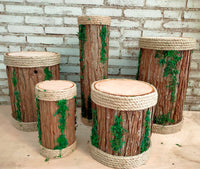 Moss Rope Wooden Stump Wedding Aisle Decor Simulation Hollow Wood Log Display Prop