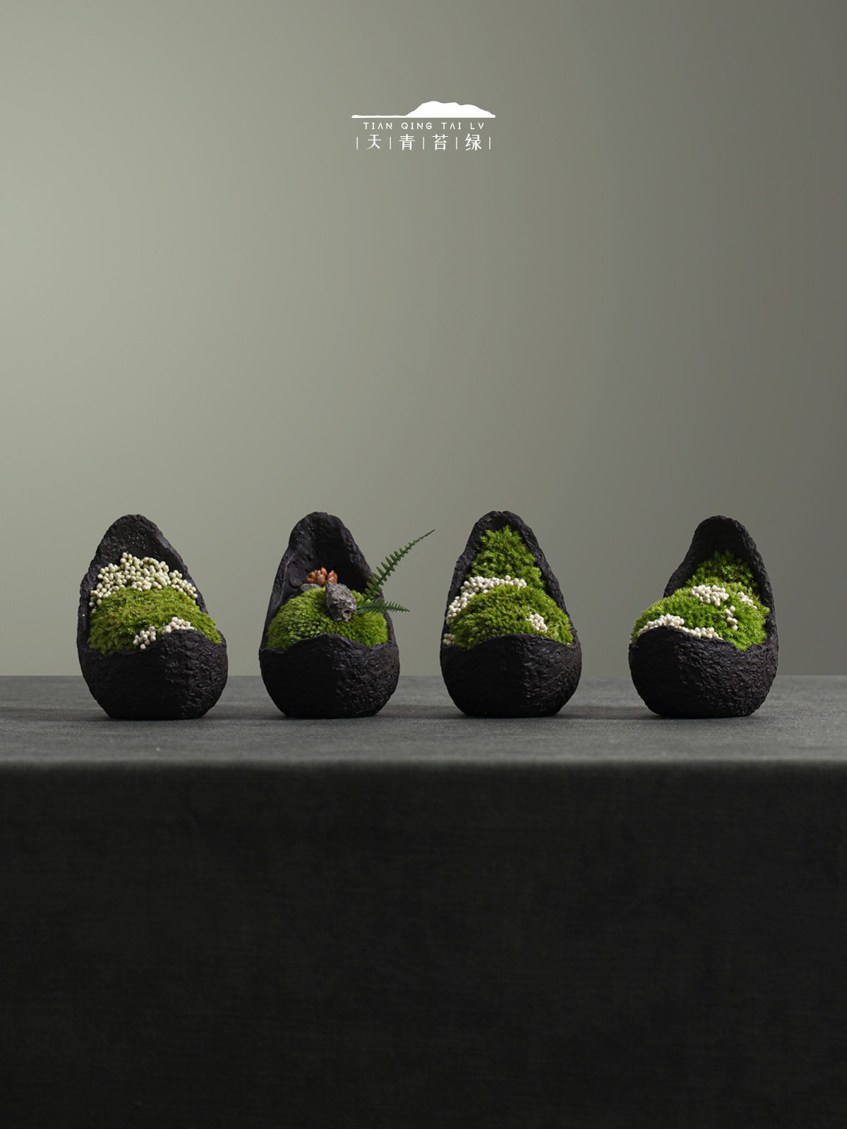 New Chinese Style Preserved Moss Micro Landscape Desktop Mini Ornaments for Home and Kids' Room