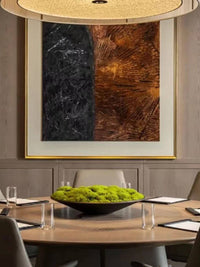 Metal Copper Tone Preserved Moss Bonsai Micro Landscape New Chinese Style Hotel Sales Office Dining Table Floral Decor