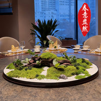 Luxury Preserved Moss Micro-Landscape Table Centerpiece for Hotel Dining Tables, Round Floral Art Sand Table
