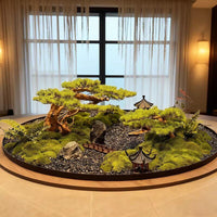 Luxury Preserved Moss Micro-Landscape Table Centerpiece for Hotel Dining Tables, Round Floral Art Sand Table
