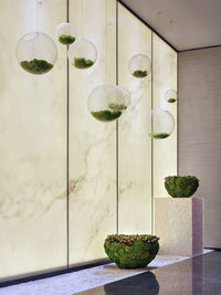 Artificial Moss Ball Acrylic Hanging Ball Moss Hemisphere Stainless Steel Ball Display Stand Hotel Lobby Window Prop Decoration
