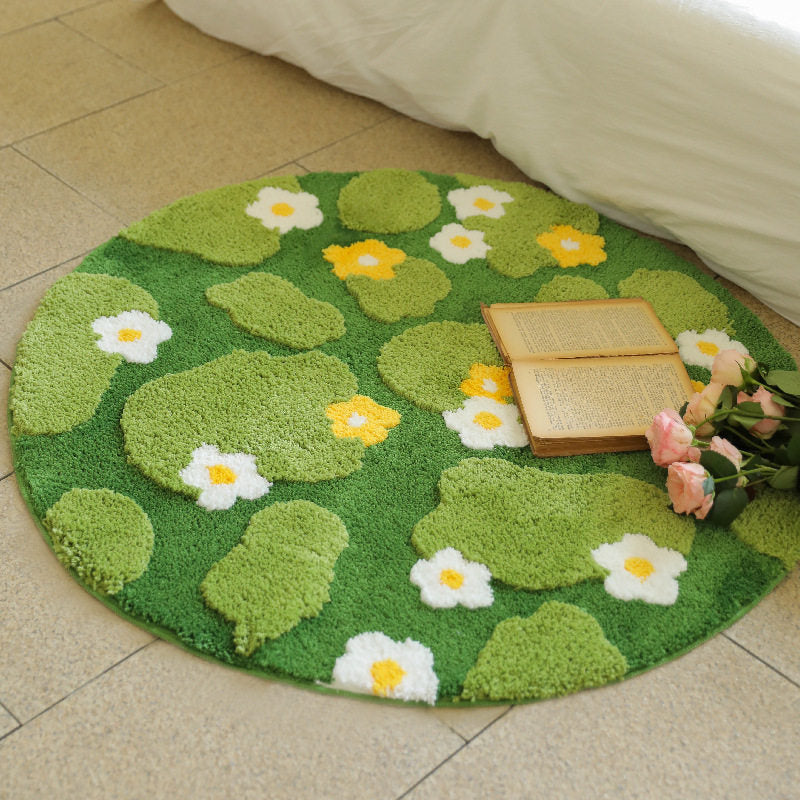 Nordic Ins Style Moss Carpet Green Round Bedside Rug Forest Carpet for Bedroom Living Room Coffee Table Sofa Mat