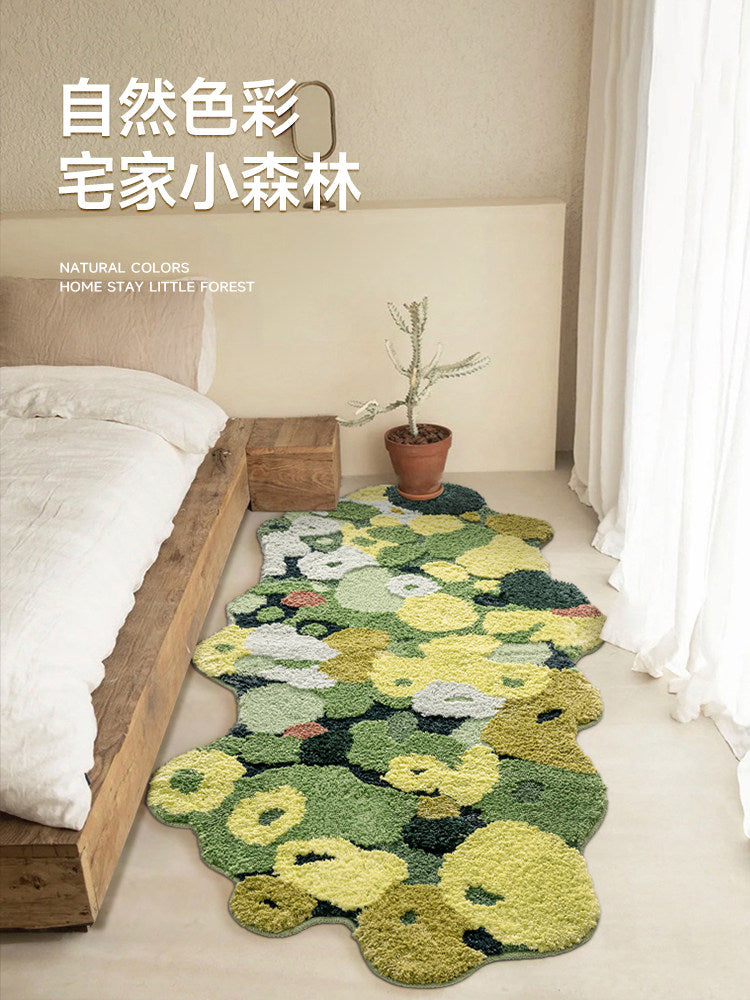 Forest Moss Bedroom Rug Bedside Mat Living Room Irregular Carpet for Master Bedroom Decoration Bay Window