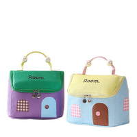 Dopamine Small House Cosmetic Bag for Women, Large Capacity Travel Portable Toiletry Bag with Handle