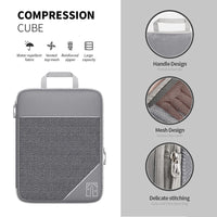 Travel Compression Packing Cubes Set with Shoe Bag, Mesh Visible Luggage Organizer Bags