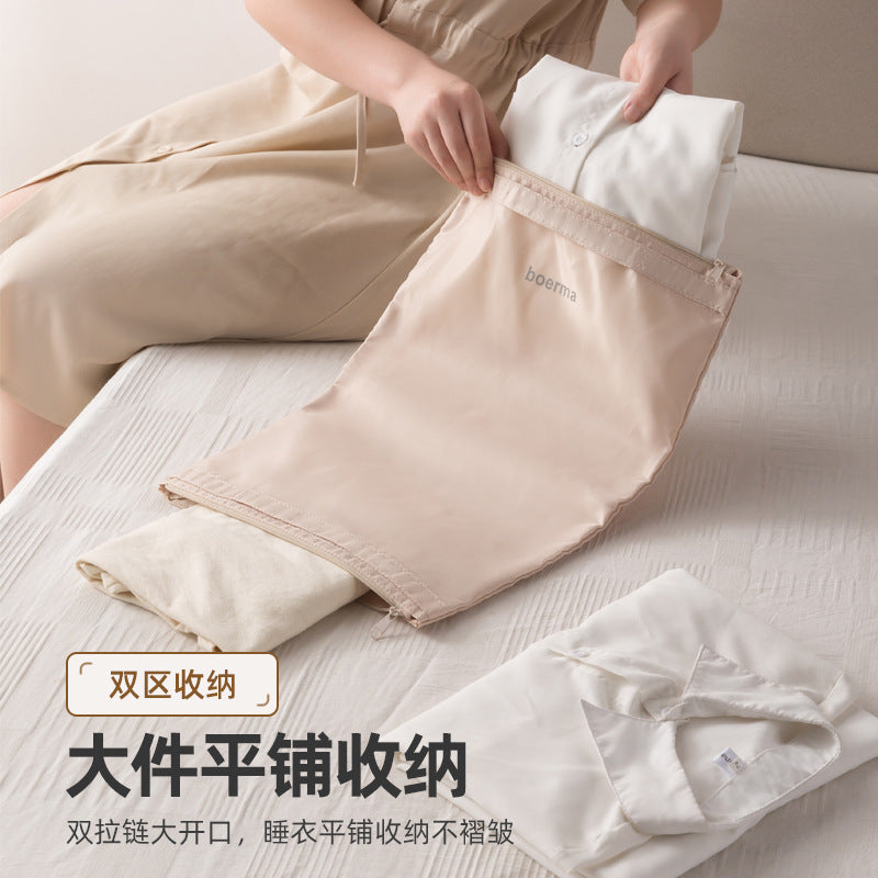Travel Double-Layer Laundry Bag Portable Dirty Clothes Organizer Underwear Storage Pouch for Business Trips