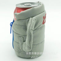 Beer Can Cooler Jacket Winter Warm Beverage Holder Down Jacket Style Cup Sleeve