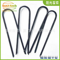 Heavy Duty Carbon Steel U-Shaped Ground Stakes for Outdoor Use - 6/7/8mm Black Threaded Steel U-Pegs