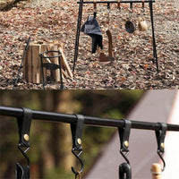 Outdoor S-Shaped Leather Hooks Triangle Storage Rack Shelf Hook Keychain Portable Camping Hanger