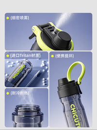 Qigutang Spray Water Bottle for Men, 2026 New Sports Water Bottle, Large Capacity Summer Straw Cup, Plastic Water Bottle