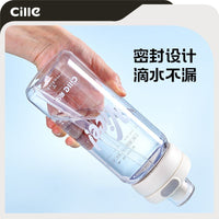 SILEA Tritan Plastic Water Bottle for Students, Men and Women, Sports Straw Cup, Portable Flip-Top for Kids Summer