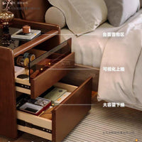 Solid Wood Smart Nightstand with Induction Light Modern Minimalist Multifunctional Storage Cabinet for Bedroom Small Apartments