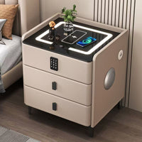 Smart Bedside Table with Wireless Charging and LED Light for Small Apartments and Modern Bedrooms