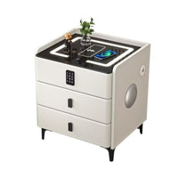 Smart Bedside Table with Wireless Charging and LED Light for Small Apartments and Modern Bedrooms