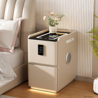 Smart Bedside Table with Wireless Charging, Password Lock, and Power Strip - Multi-functional Home Bedroom Nightstand