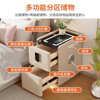 Smart Bedside Table with Wireless Charging, Password Lock, and Power Strip - Multi-functional Home Bedroom Nightstand