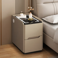 Ultra-Narrow Smart Solid Wood Nightstand with Wireless Charging and Lock for Bedroom