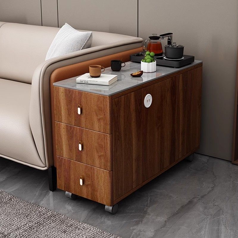 New Chinese Style Sofa Side Cabinet End Table Nightstand Mobile Small Tea Table with Storage