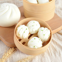 TikTok Viral Simulation Steamed Bun PU Slow Rebound Decompression Toy with Steamer Basket Realistic Food Display