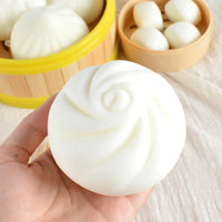 TikTok Viral Simulation Steamed Bun PU Slow Rebound Decompression Toy with Steamer Basket Realistic Food Display