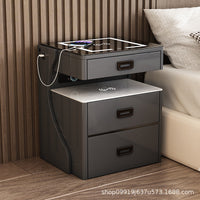 Smart Nightstand with Hidden Safe, Wireless Charging, and Integrated LED Light - Luxury Small Bedside Cabinet with USB Port