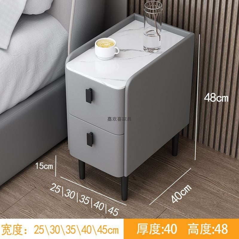 Ultra-Narrow Smart Bedside Table Solid Wood Wireless Charging Fingerprint Lock Modern Minimalist Nightstand