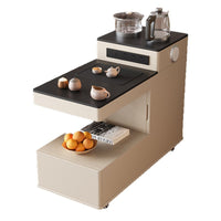 Mobile Coffee Table with Bluetooth Speaker and Water Dispenser for Small Spaces, Multifunctional Side Cabinet for Tea Brewing
