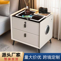 Smart Nightstand with Wireless Charging and Movable Design, Multifunctional Bedside Cabinet with Speaker for Rental Homes