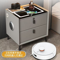 Smart Nightstand with Wireless Charging and Movable Design, Multifunctional Bedside Cabinet with Speaker for Rental Homes