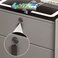 Smart Nightstand with Wireless Charging and Movable Design, Multifunctional Bedside Cabinet with Speaker for Rental Homes