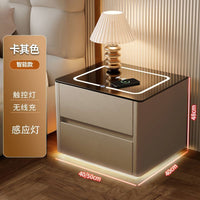 Smart Bedside Table with Wireless Charging, Modern Minimalist Solid Wood Nightstand, Multifunctional Luxury Home Bedroom Cabinet