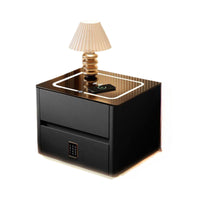 Smart Bedside Table with Wireless Charging, Modern Minimalist Solid Wood Nightstand, Multifunctional Luxury Home Bedroom Cabinet